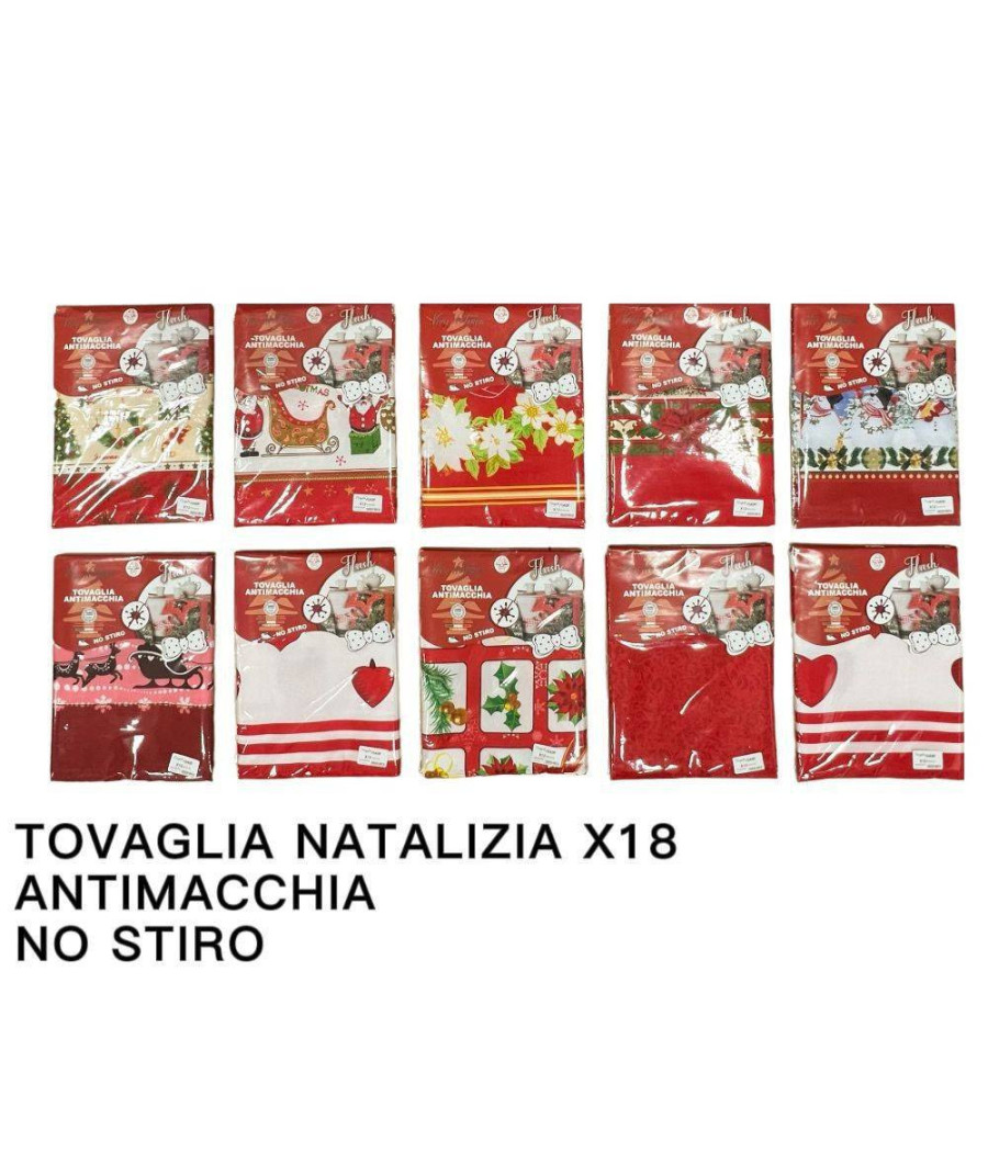 Tovaglia Natalizia Antimacchia No Stiro Impermeabile Varie Fantasie 18 Posti - immagine 2