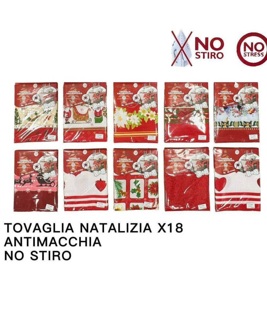 Tovaglia Natalizia Antimacchia No Stiro Impermeabile Varie Fantasie 18 Posti - immagine 3