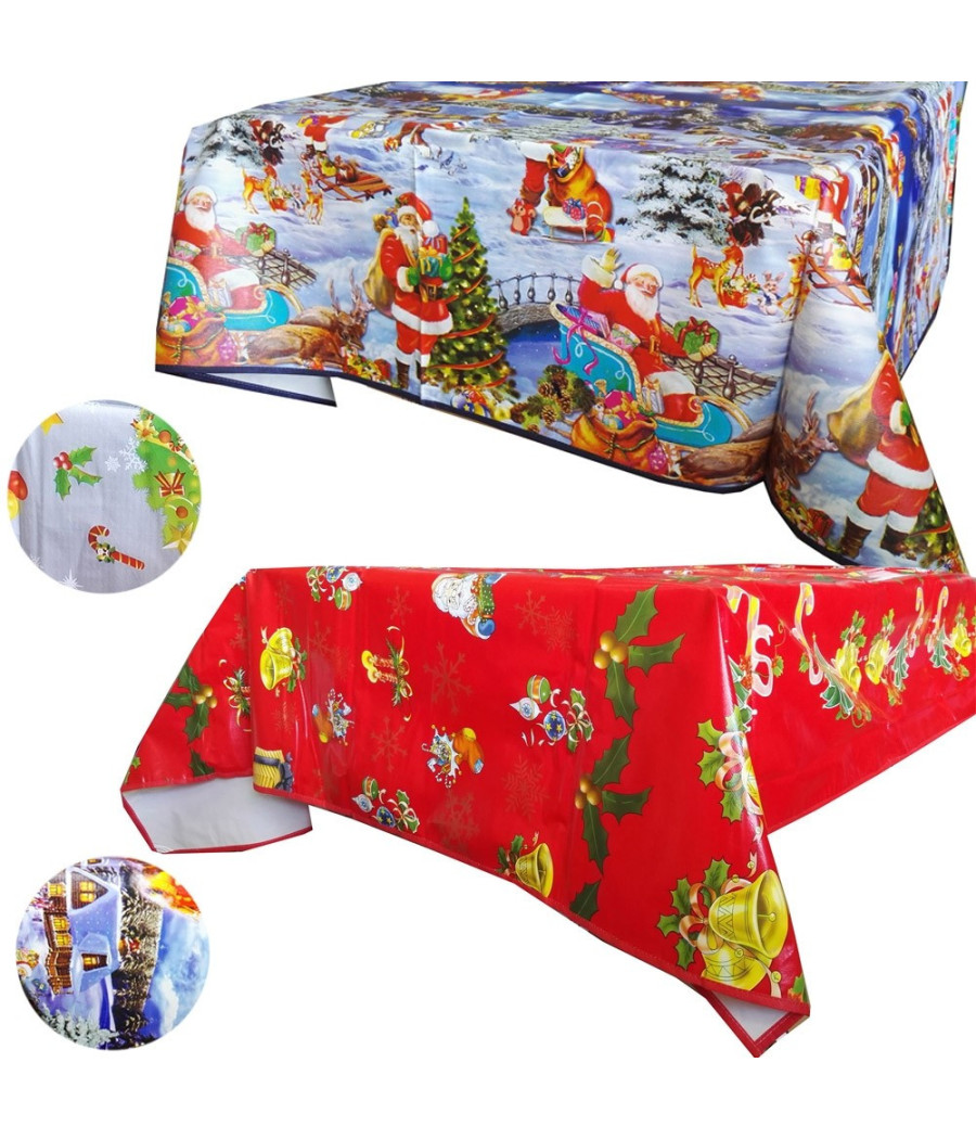 Tovaglia Plastificata Rettangolare Natalizia 120 X 230 Cm Anche Come Copritavolo