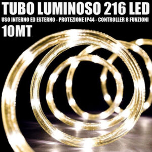 Tubo Luminoso 216 Led Bianco Caldo 10 Mt 3vie Uso Interno/esterno + Controller