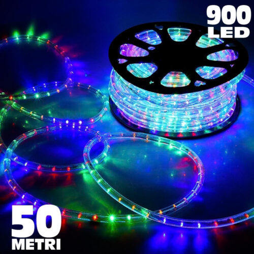 Tubo Luminoso 50 Metri Multicolore Per Uso Esterno Con Controller 8 Giochi Luce