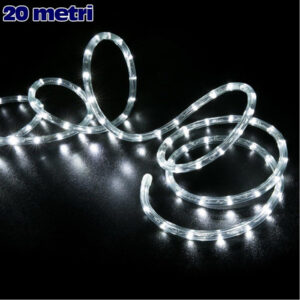 Tubo Luminoso Natalizio 20 Mt Led Bianco Freddo Controller 8 Funzioni X Esterno