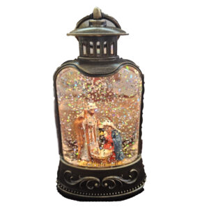 LANTERNA NATALIZIA CON PRESEPE IN BRONZO CON GLITTER RIEMPITE D’ACQUA PER ADDOBBI NATALE