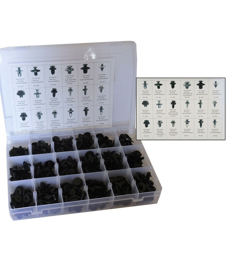 190 Pz Plastica Trim Clip Rivetti Clip Kit Fermi Di Spinta Auto Paraurti Porta