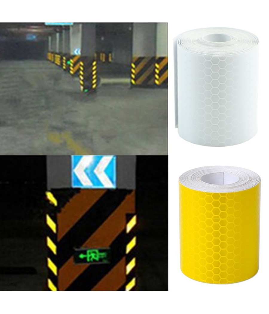 25 Metri Nastro Adesivo Catarifrangente Auto Camion Giallo Alta Visibilità