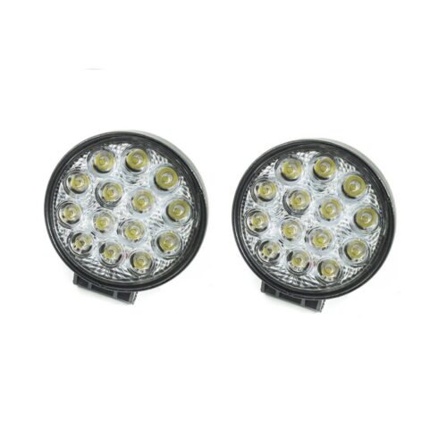 2x Faro Supplementare 12v 14 Led 42w Profondita Auto Fuoristrada Rotondo 6000k