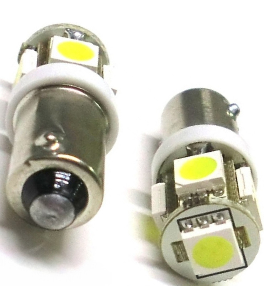 2x Lampadina Led Auto Bulb Ba9s T4w 5005 5 Smd 5050 12v Luce Posizione Abitacolo