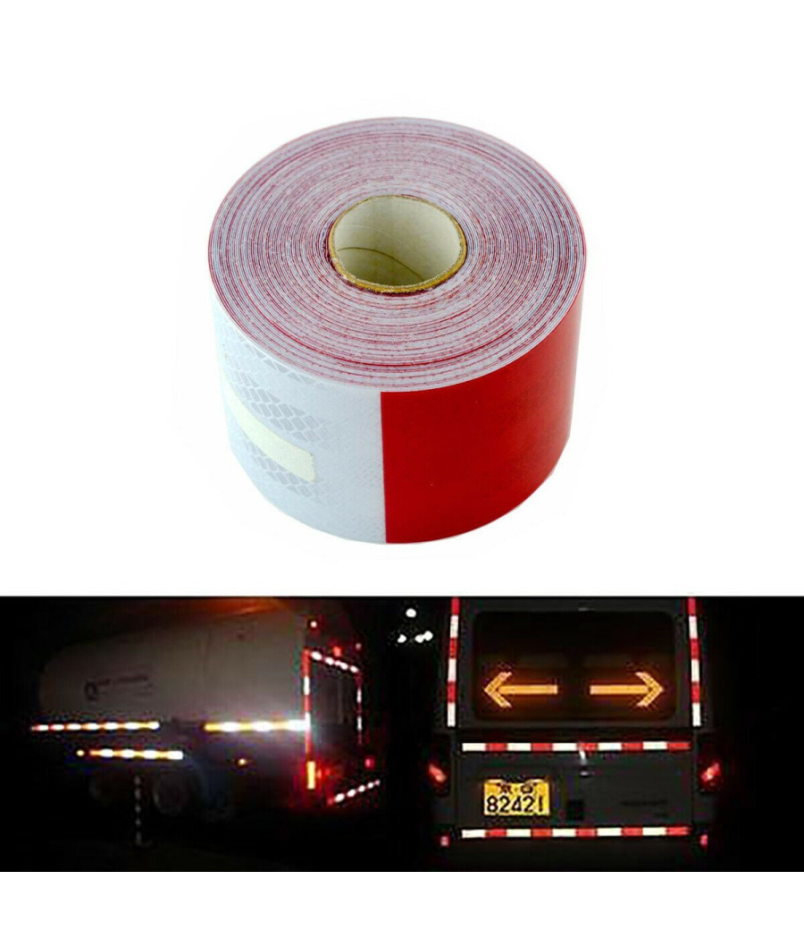 5 Metri Nastro Adesivo Catarifrangente Auto Camion Rosso Bianco Alta Visibilitá