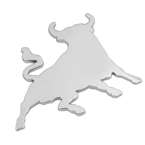 Adesivo Decorazione 3d Metallo Cromato Per Auto Figura Stemma Toro Bull Sticker