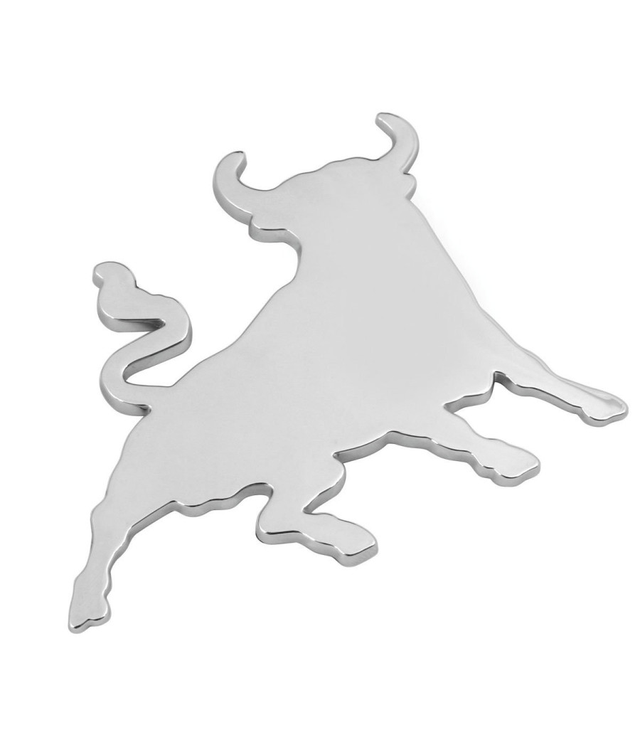 Adesivo Decorazione 3d Metallo Cromato Per Auto Figura Stemma Toro Bull Sticker