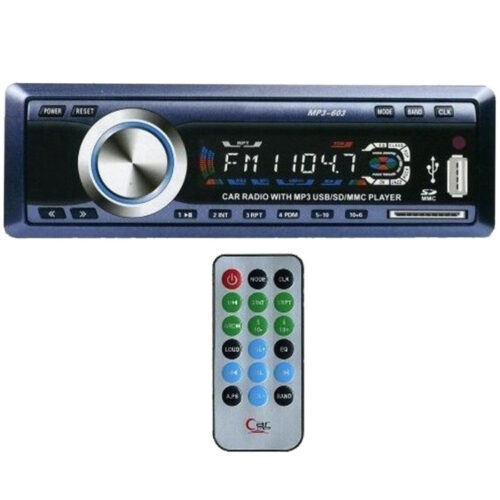 Autoradio Fm Stereo Auto Lettore Mp3 Usb Sd Card Ingresso Aux Wma Radio 603