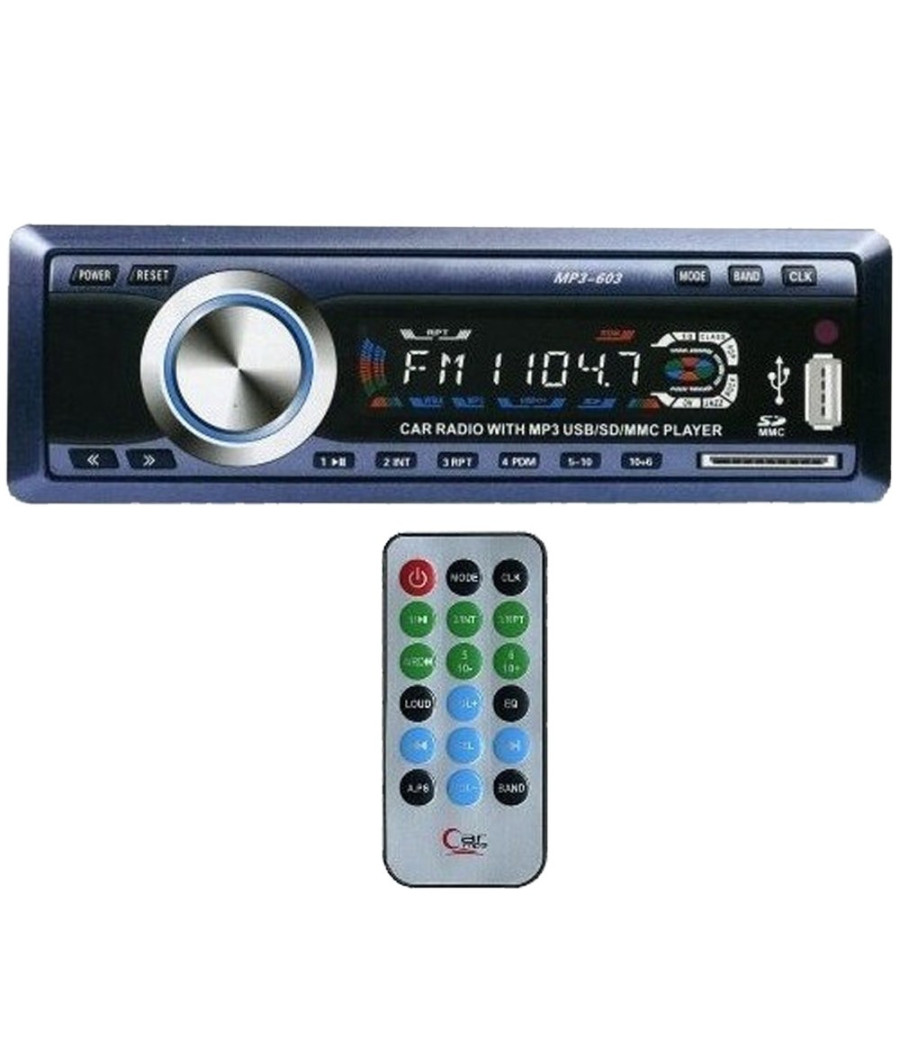 Autoradio Fm Stereo Auto Lettore Mp3 Usb Sd Card Ingresso Aux Wma Radio 603