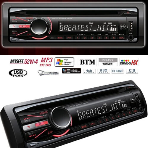 Autoradio Stereo Frontalino Estraibile Fm Mp3 Usb Sd Cd Dvd Lcd 52wx4 Id3 Tag Hx