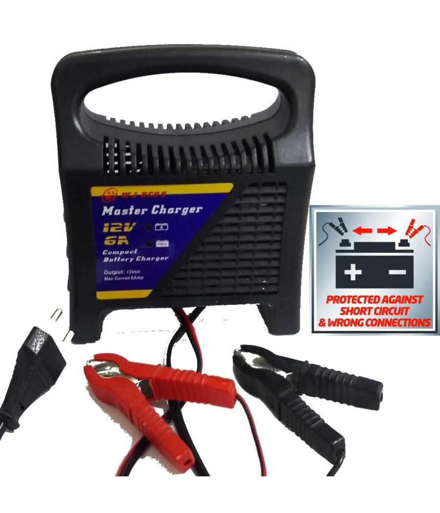 Caricabatterie Batteria Piombo Per Moto Scooter Con Voltaggio Da 12v 6 Ampere