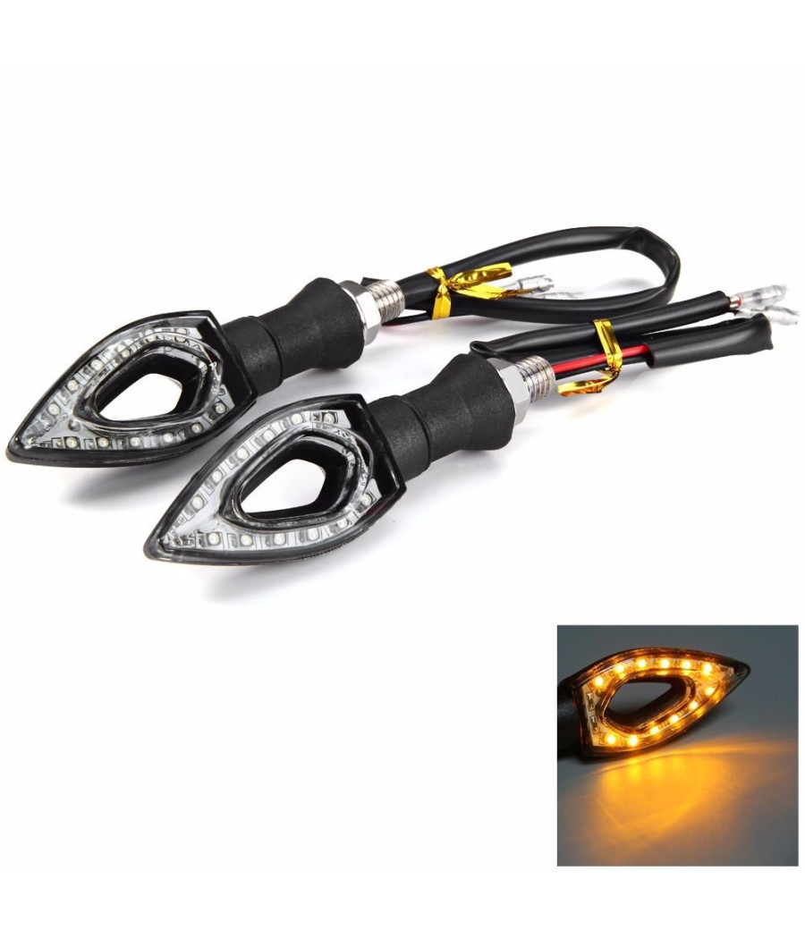 Coppia Indicatore Di Direzione A 12 Led Forma Di Freccia Punta Per Moto Scooter