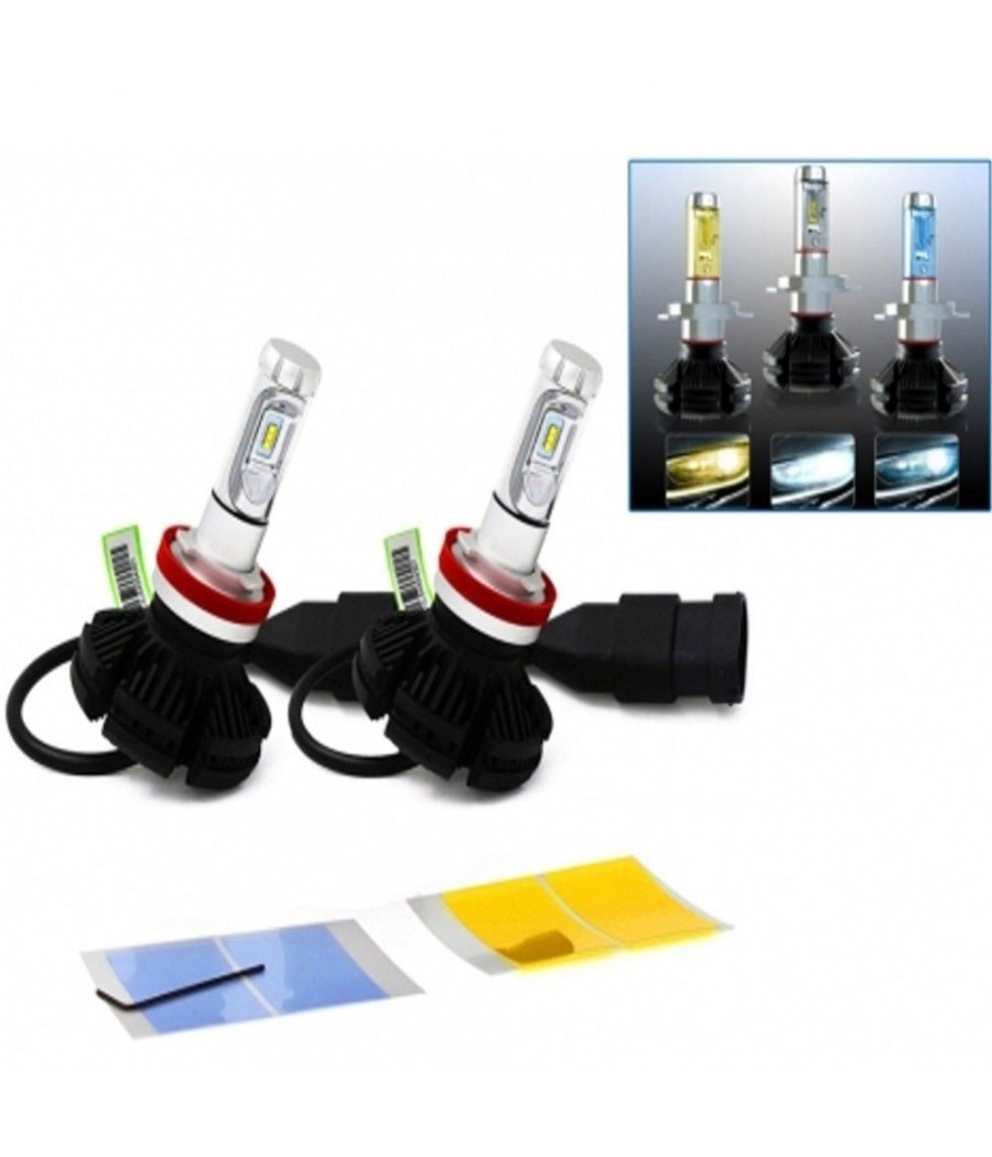 Coppia Lampada Led Faro X3 Headlight H1 50w Bulbi Ricambio Luce 3 Film Colori