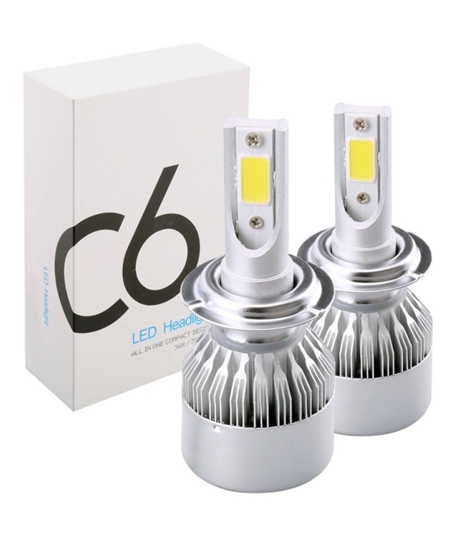Coppia Lampade Anabbaglianti Abbaglianti C6 H3 6000k Led 8v-48v F 36w/3800lm Auto Moto