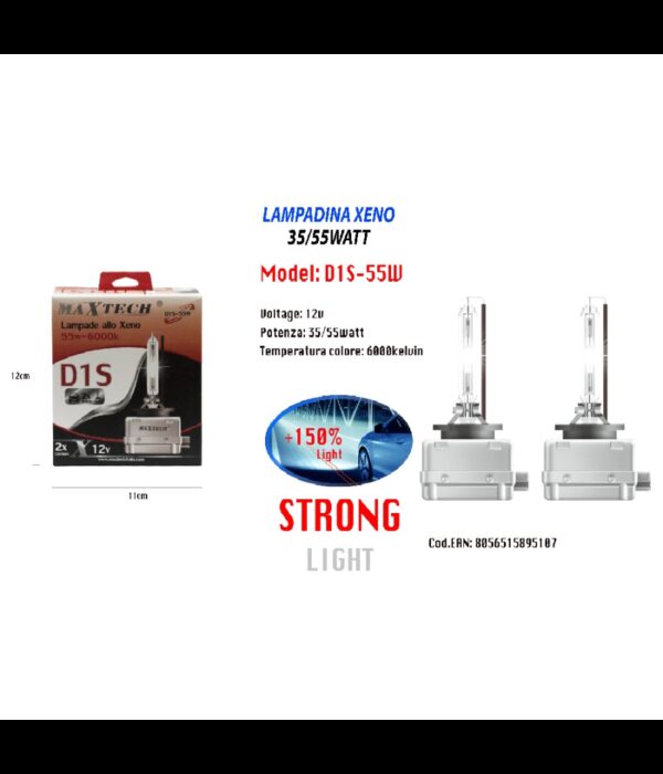 Coppia Lampade D1s 35/55w Bulbi Ricambio Xenon 6000k Fari Xeno Maxtech D1s-55w