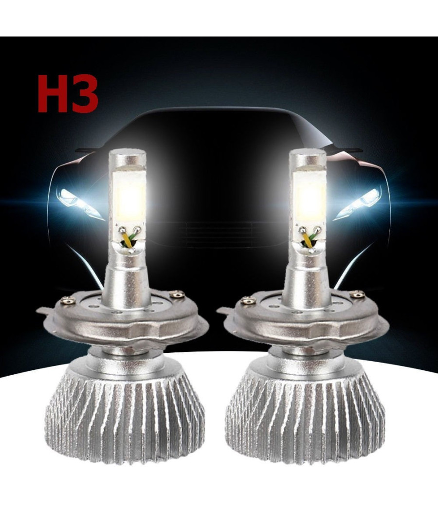 Coppia Lampade Fari Ricambio Per Auto Led H3 32w Alta Luminosita' Bianco Freddo