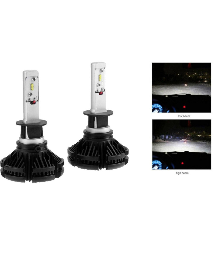 Coppia Lampade Led Auto Fari H1 X3 Kit Lampadine 50w 6000 Lumen Ip67