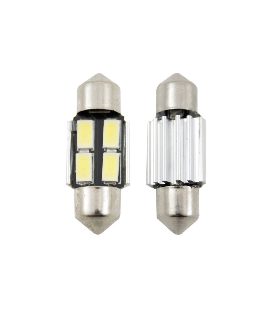Coppia Lampadina Canbus Siluro 4 Led 3mm Auto 12v Ricambio Luci Interne Per Auto