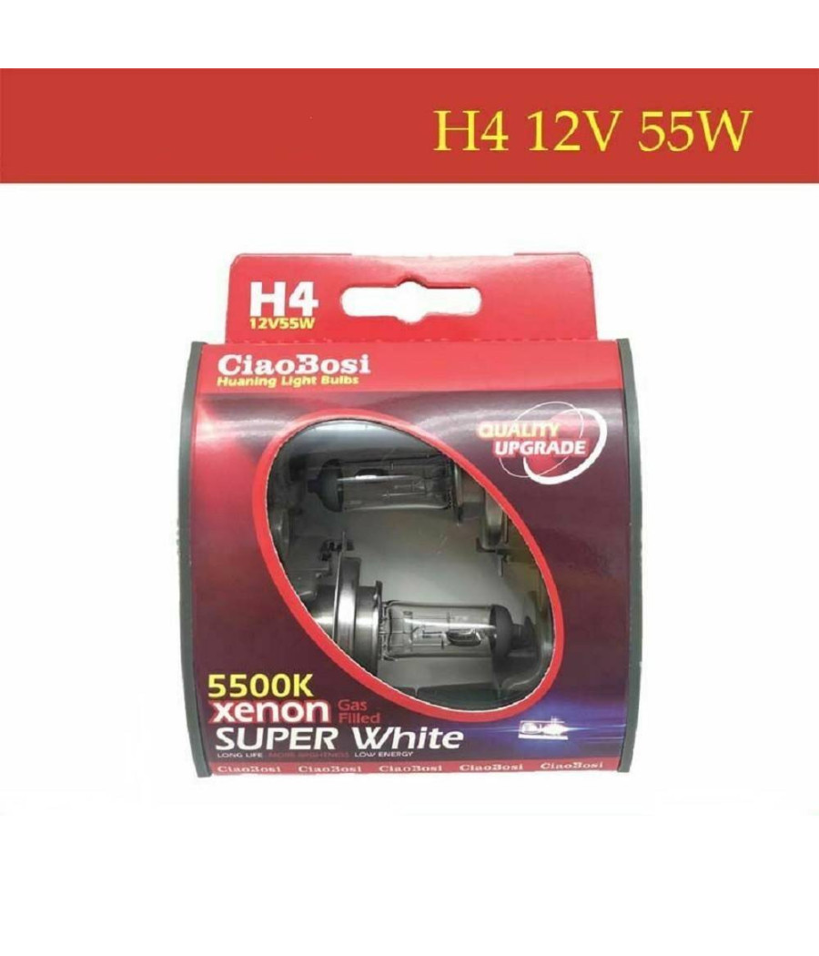 Coppia Lampadine Lampade Auto Moto Xenon H4 12v 55 Watt 5500k C-186282