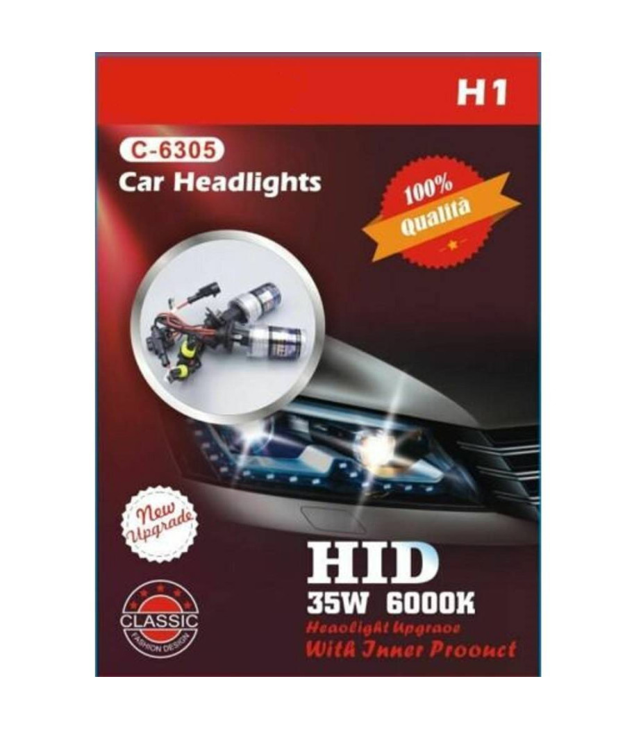 Coppia Luci Lampadine Lampade Xeno Auto Moto H1 6000k 35 Watt C-6305