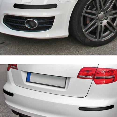 Coppia Protezioni Per Paraurti Spoiler Antiurto 52x510mm Gomma Nero Adesivo Auto