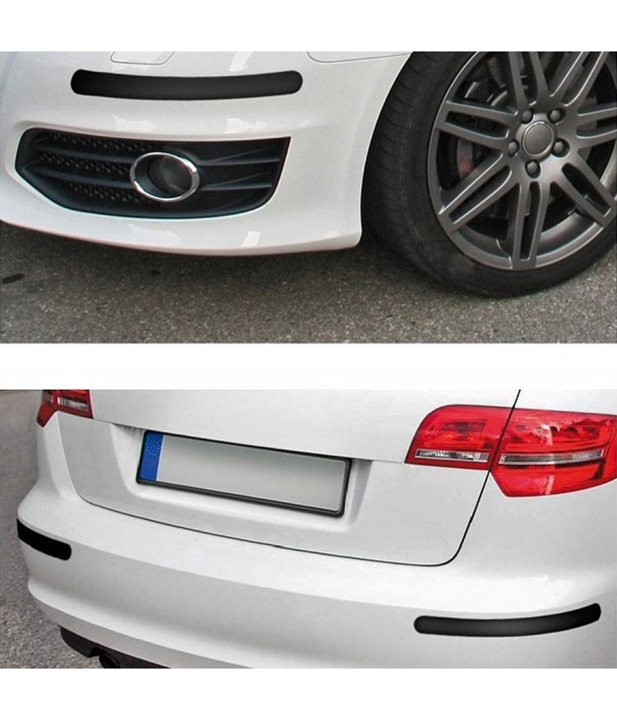 Coppia Protezioni Per Paraurti Spoiler Antiurto 52x510mm Gomma Nero Adesivo Auto