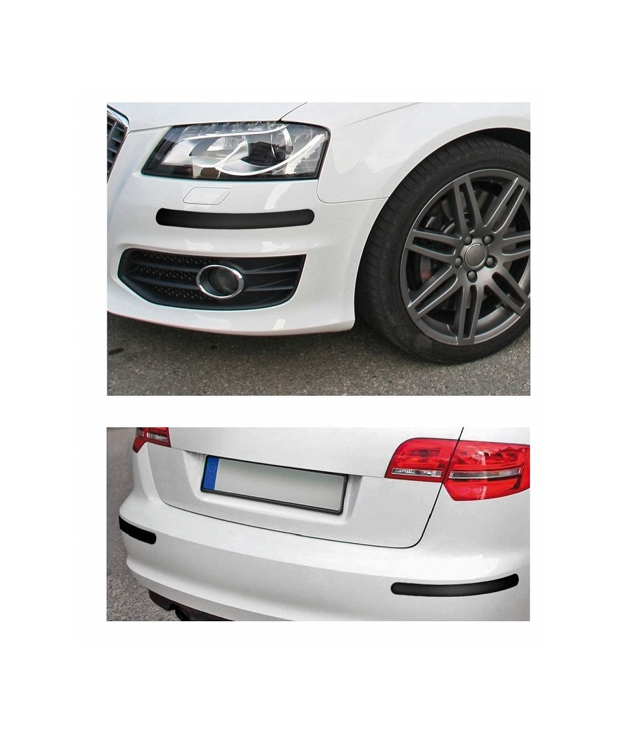 Coppia Protezioni Per Paraurti Spoilers Antiurto 52x370mm Gomma Nero Adesivo Auto