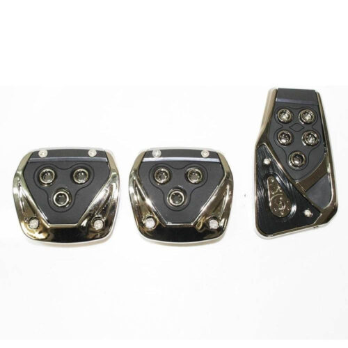 Copri Pedali Cromato Acciaio Nero Ws1565 Auto Sportiva Tuning Antiscivolo Auto