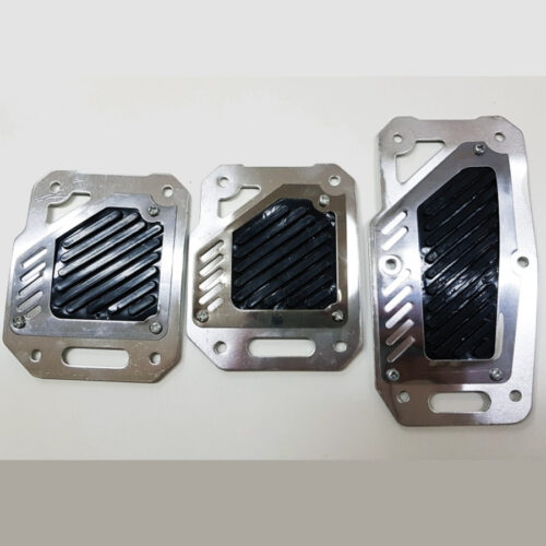 Copri Pedali Cromato Acciaio Nero Ws1566 Auto Sportiva Tuning Antiscivolo Auto