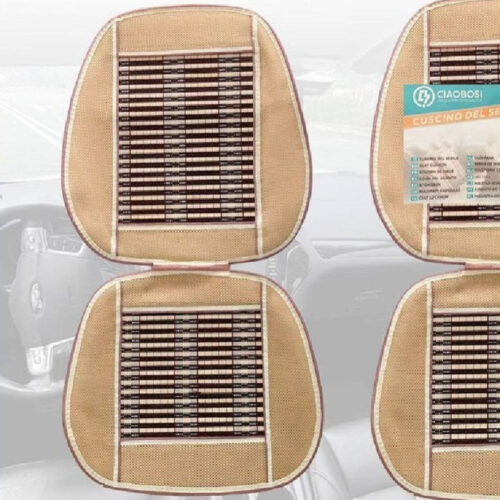 Coprisedile Singolo Auto Universale Areato Legno Bambù Schienale 86x43cm Cx-8235