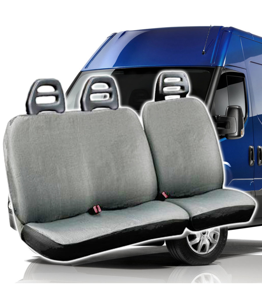 Coprisedili Per Furgone 3 Posti Iveco Daily Universali In Cotone Grigio Chiaro