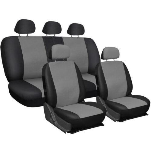Coprisedili Universali Auto Macchina Cotone Bicolore Grigio E Nero Copri Sedile