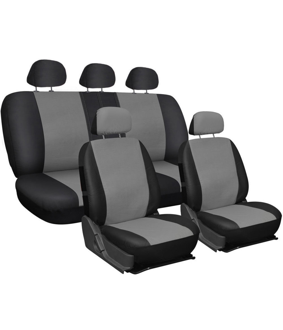 Coprisedili Universali Auto Macchina Cotone Bicolore Grigio E Nero Copri Sedile