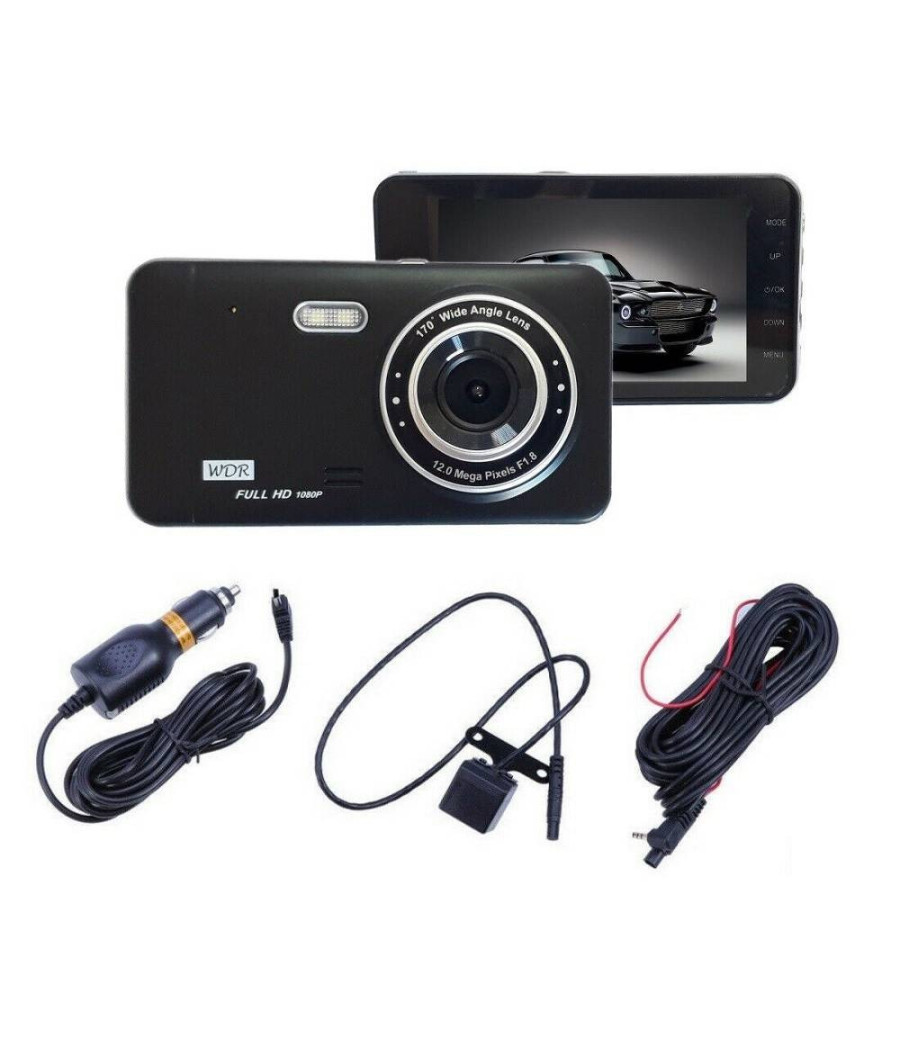 Dvr Telecamera Videoregistratore Per Auto 2 Telecamere Hd Display 4" Gt19
