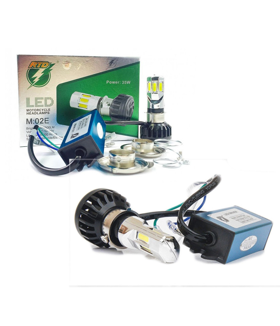 Faro Lampada Led H4 H6 6 Kit Per Moto Motocicletta 35w Watt Mod. M02e 3500 Lmn