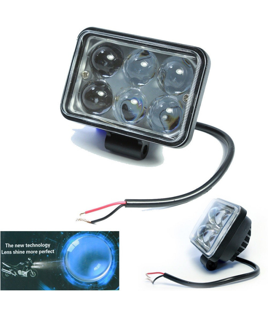 Faro Lampada Supplementare Profondita' 12v 6 Led Luce Bianca 18w Moto Scooter