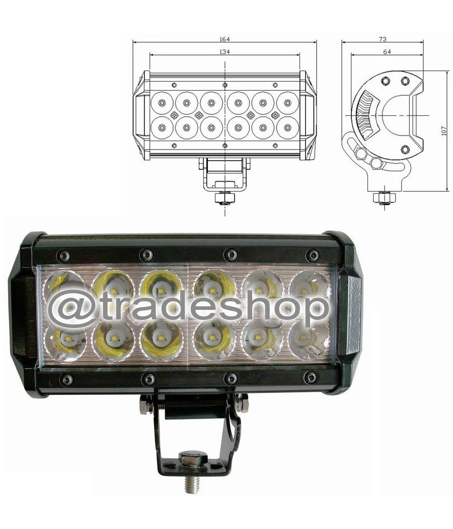 Faro Luce Led Barra D 72 120 240w Inclinabili Supporti 12v Suv Auto Paraurti
