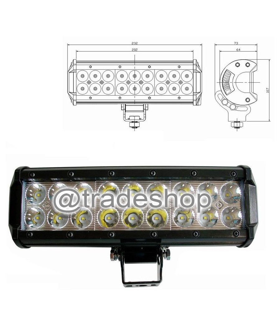 Faro Luce Led Barra D 72 120 240w Inclinabili Supporti 12v Suv Auto Paraurti