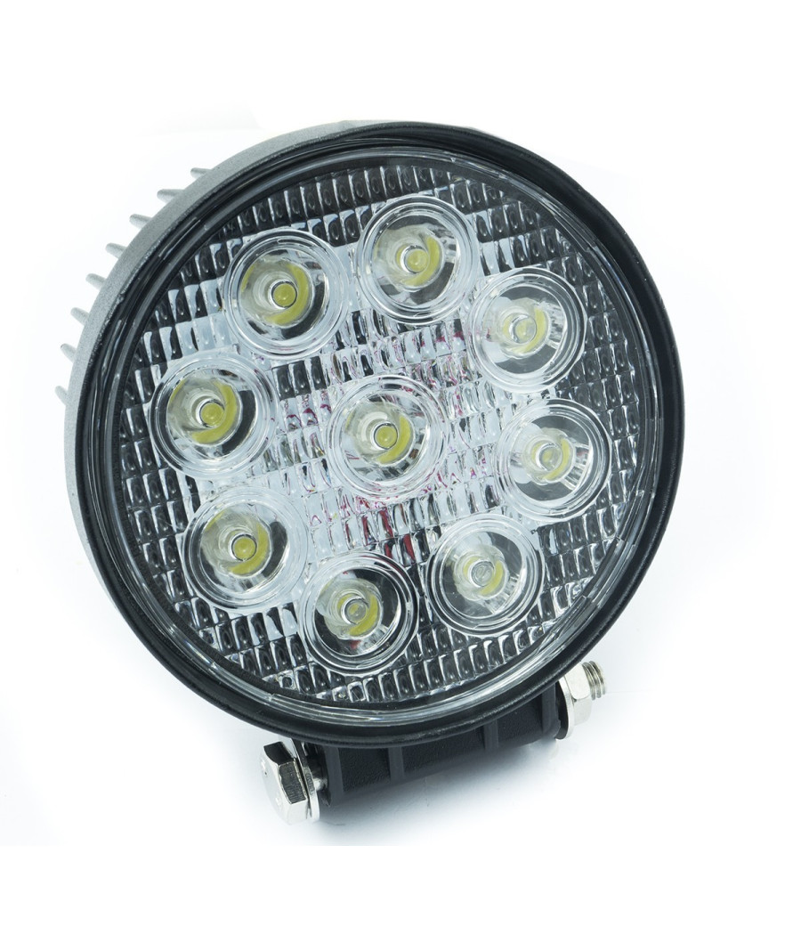 Faro Supplementare Profondita' Auto Fuoristrada 12v Tondo 9 Led 27w 6000k Ip68