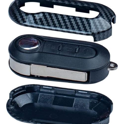 Guscio Chiave In Carbonio Con Pad 3 Tasti Cover Con Portachiavi Per Fiat Lancia