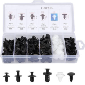 Kit 100pz Rivetti In Plastica Clip Viti Per Interni Auto Pannello Paraurti Porta
