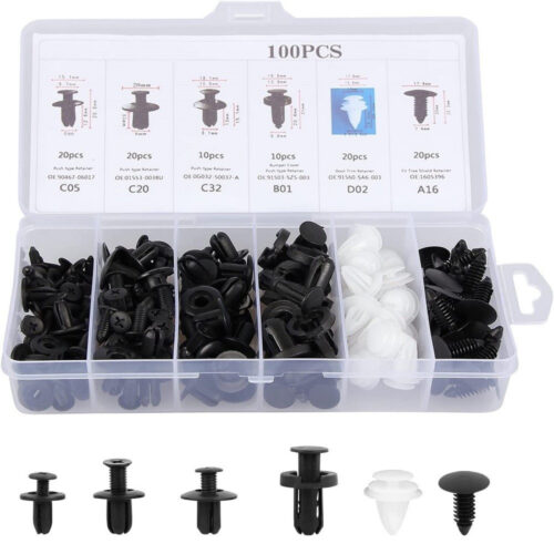 Kit 100pz Rivetti In Plastica Clip Viti Per Interni Auto Pannello Paraurti Porta