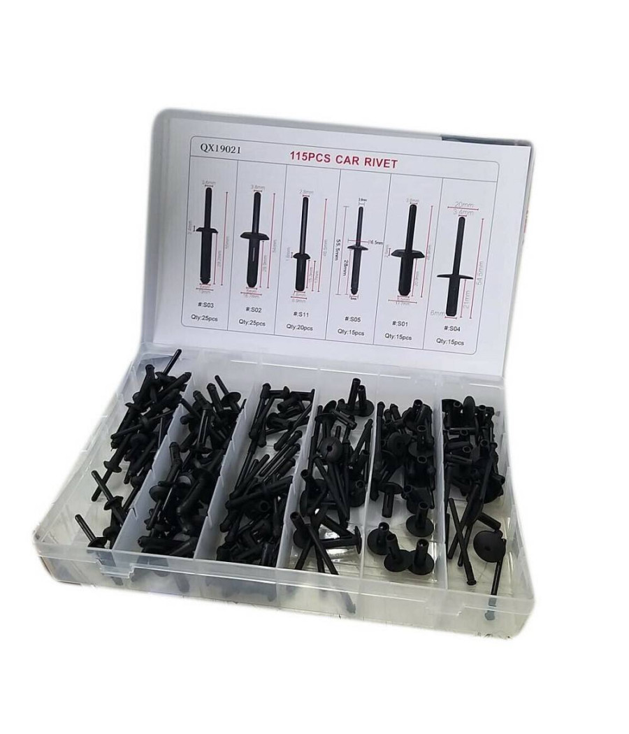 Kit 115 Pz Plastica Trim Clip Rivetti Clip Fermi Di Spinta Auto Paraurti Porta