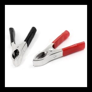 Kit 2 Pinze Coccodrillo Morsetti 25a Rosso Nero Con Cappuccio In Plastica