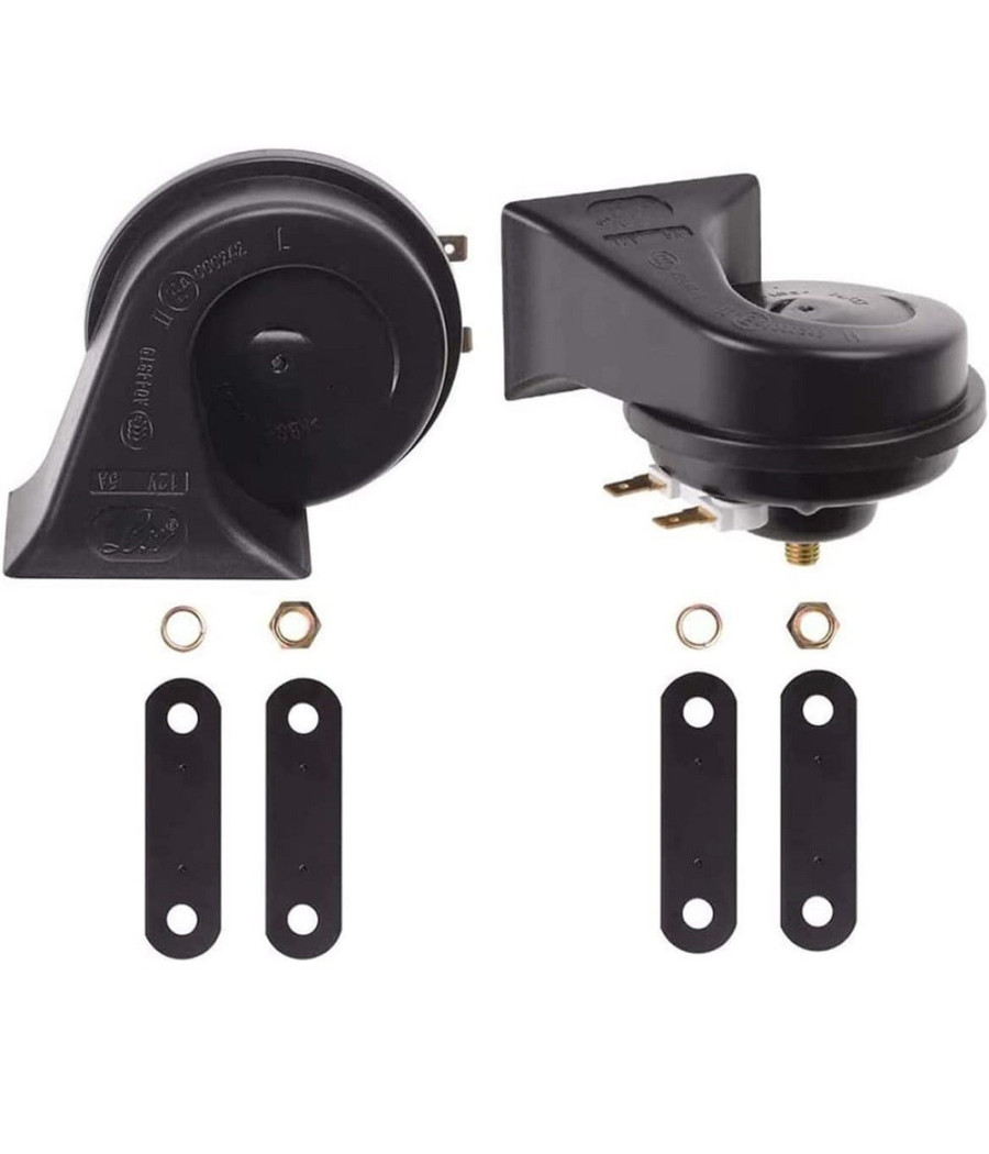 Kit 2 Pz Doppio Tono Clacson Corno Di Segnalazione Universale Auto Camion Moto