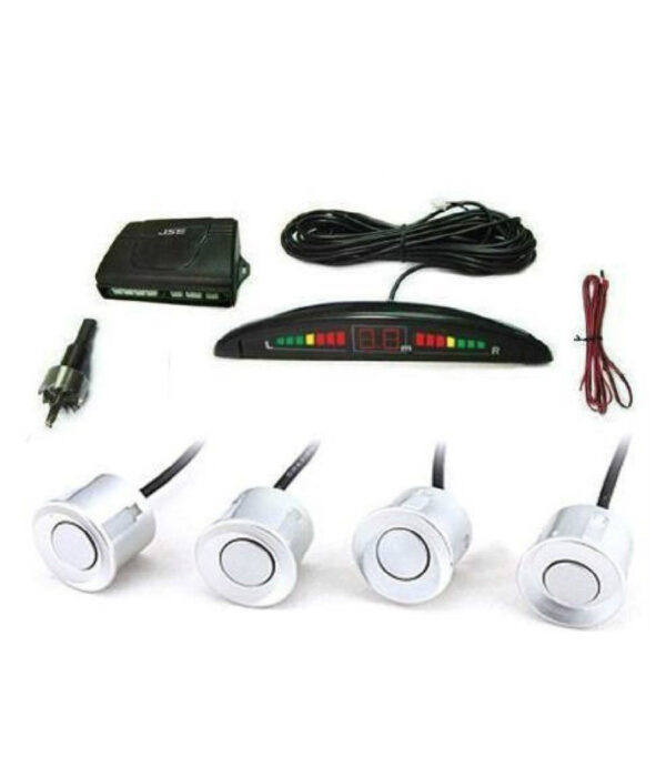 Kit 4 Sensori Di Parcheggio Con Display Led Cicalino Suono Grigi