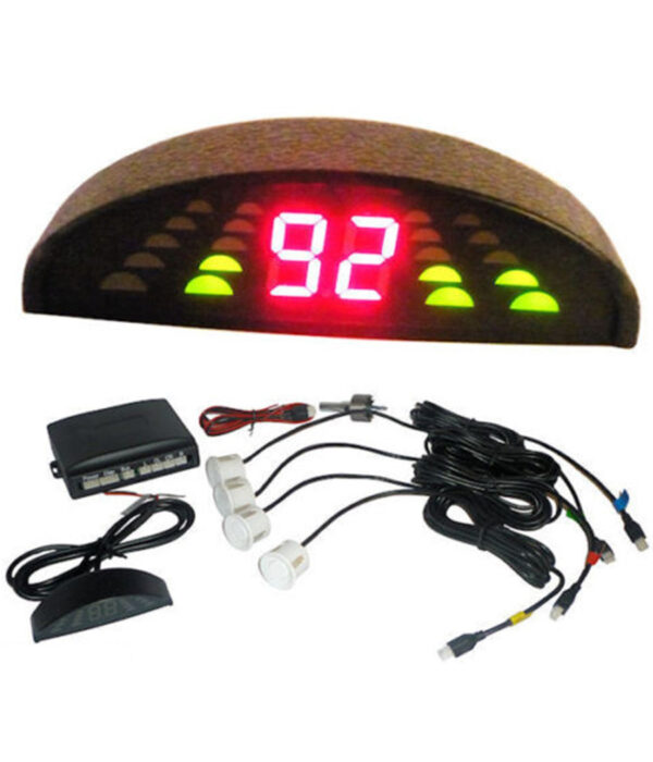 Kit 4 Sensori Di Parcheggio Con Display Led Wireless Suono Fresa Grigio